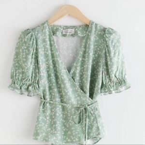 & Other Stories Puff Sleeve Wrap Blouse